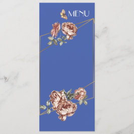 Blauwe Straal Van Bloemen Huwelijk "Menu" Kaart