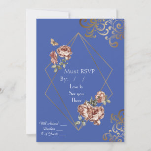 Blauwe Straal Van Bloemen RSVP Huwelijksuitnodigin