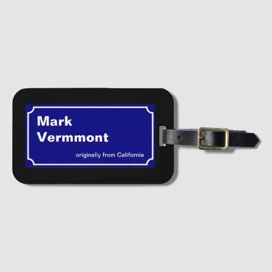 blauwe straatbord op maat bagagelabel (Voorkant (horizontaal))