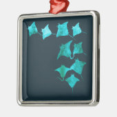 Blauwe stralen metalen ornament (Links)