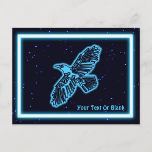 Blauwe stralen op sterren briefkaart