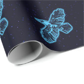 Blauwe stralen op sterren cadeaupapier (Rol Hoek)