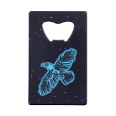 Blauwe stralen op sterren creditkaart flessenopener (Achterkant)