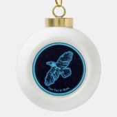 Blauwe stralen op sterren keramische bal ornament (Voorkant)