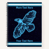 Blauwe stralen op sterren notitieboek (Voorkant)