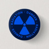 Blauwe stralingswaarschuwing ronde button 3,2 cm (Voorkant)