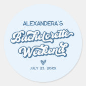 Blauwe strand bruidsfeest favoriet ronde sticker (Voorkant)