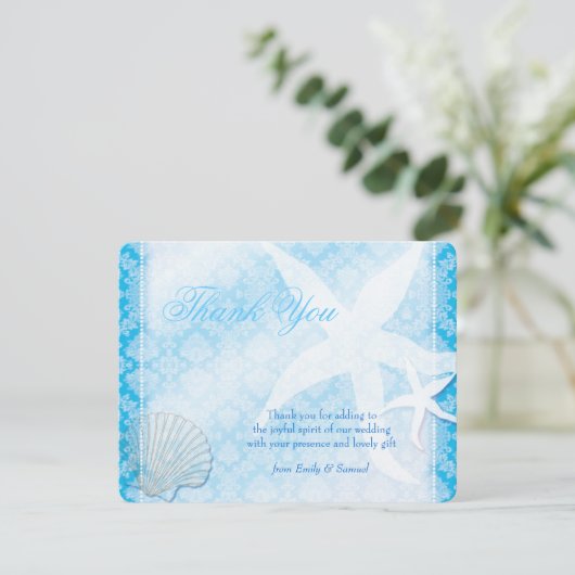 Blauwe strand bruiloft - Bedankt voor je creditcar (Staand voorkant)