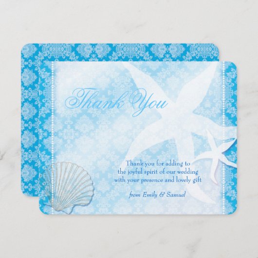 Blauwe strand bruiloft - Bedankt voor je creditcar (Voorkant / Achterkant)
