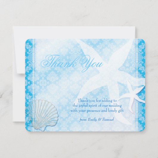 Blauwe strand bruiloft - Bedankt voor je creditcar (Voorkant)