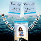  Blauwe strand fototemplate "wist je maar hier was Vlaggetjes