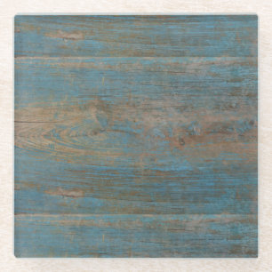 Blauwe strand hout textuur glazen onderzetter