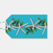Blauwe Strand Kerst Zeester Vastbind Cadeaublaadje Cadeaulabel (Achterkant Horizontaal)