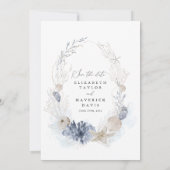 Blauwe Strand Kust Schelp Bruiloft Save The Date (Achterkant)