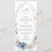 Blauwe Strand Kust Zeeschelp Trouwreceptie Menu (Voorkant)