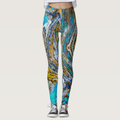 Blauwe strand, rivierwater en abstracte stenen kun leggings (Voorkant)