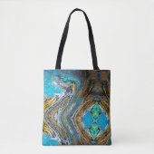 Blauwe strand, rivierwater en abstracte stenen kun tote bag (Voorkant)