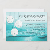 Blauwe strand Sand Dollars Kerstfeest Uitnodiging (Voorkant)