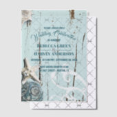 Blauwe strand schelp zeester kust bruiloft vellum uitnodigingen (Offset (Uitnodiging))