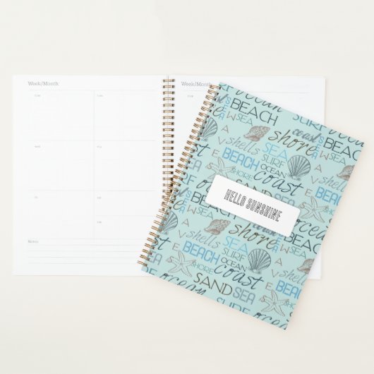 Blauwe Strand Schelpen Oceaan Kust Planner (Display)