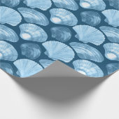 Blauwe Strand Schelpenpatroon Cadeaupapier (Hoek)