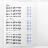 Blauwe strand Starfish, Beauty Salon Tri-Fold Flye Drieluik Uitnodiging (Binnenzijde eerst)