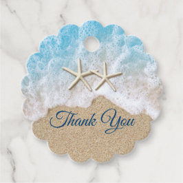 Blauwe strand Waves & Starfish Bedankjes Labels