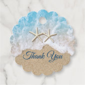 Blauwe strand Waves & Starfish Bedankjes Labels (Voorkant)
