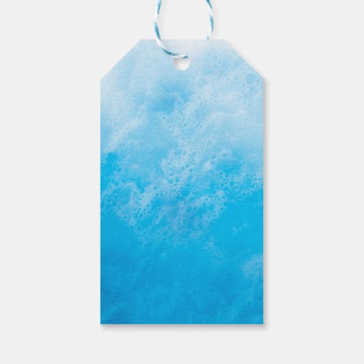 Blauwe strand Waves & Starfish Cadeaulabel (Achterkant)