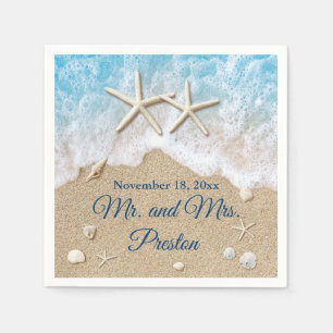 Blauwe strand Waves & Starfish Servet