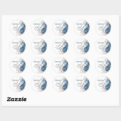Blauwe strand zeepaardje schelp babyShower Ronde Sticker (Vel)