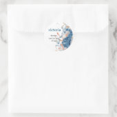 Blauwe strand zeepaardje schelp babyShower Ronde Sticker (Tas)