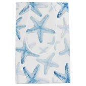 Blauwe Strand Zeester Trouwen Medium Cadeauzakje (Voorkant)