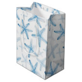 Blauwe Strand Zeester Trouwen Medium Cadeauzakje (Achterkant Gekanteld)