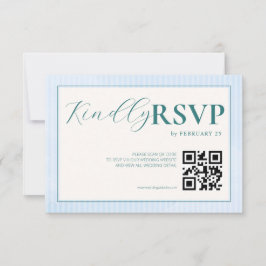 Blauwe strand zomer aquarel QR-huwelijksreactie RSVP Kaartje