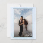 Blauwe strand zomer foto kalender bruiloft save the date (Achterkant)