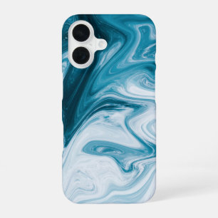 Blauwe strandgolven abstract ontwerp iPhone 16 hoesje