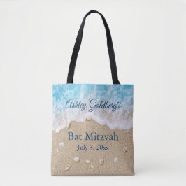 Blauwe strandgolven Bat Mitzvah boodschappentas Tote Bag