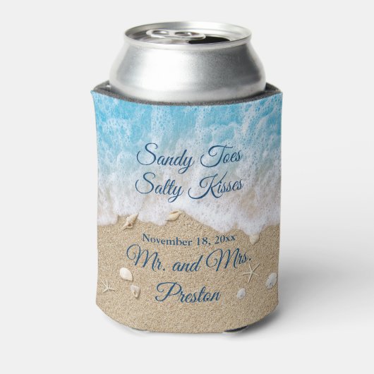 Blauwe strandgolven Sandy Toes Cooler (Blikje Achterkant)