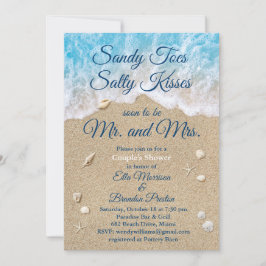 Blauwe strandgolven Sandy Toes Couple's Douche Kaart