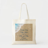 Blauwe strandgolven zandtenen tote bag (Voorkant)
