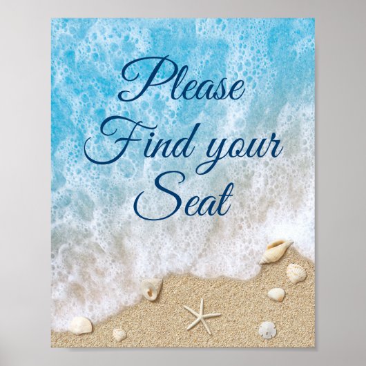 Blauwe Strandgolven Zoek Uw Plaats Poster (Voorkant)