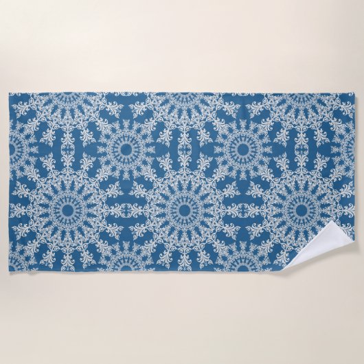 Blauwe strandhanddoek strandlaken (Voorkant)