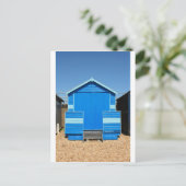 blauwe strandhut briefkaart (Staand voorkant)