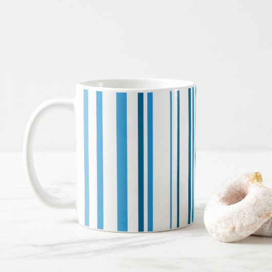Blauwe strandkleurstrepen koffiemok (Met donut)