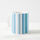 Blauwe strandkleurstrepen koffiemok (Voorkant links)