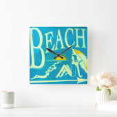 blauwe strandklok vierkante klok (Huis)
