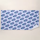 Blauwe strandlaken met veren (Voorkant)