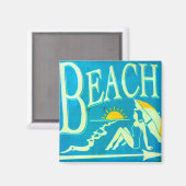 blauwe strandmagneet magneet (Voorkant / Achterkant)