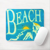 blauwe strandmousepad muismat (Met muis)